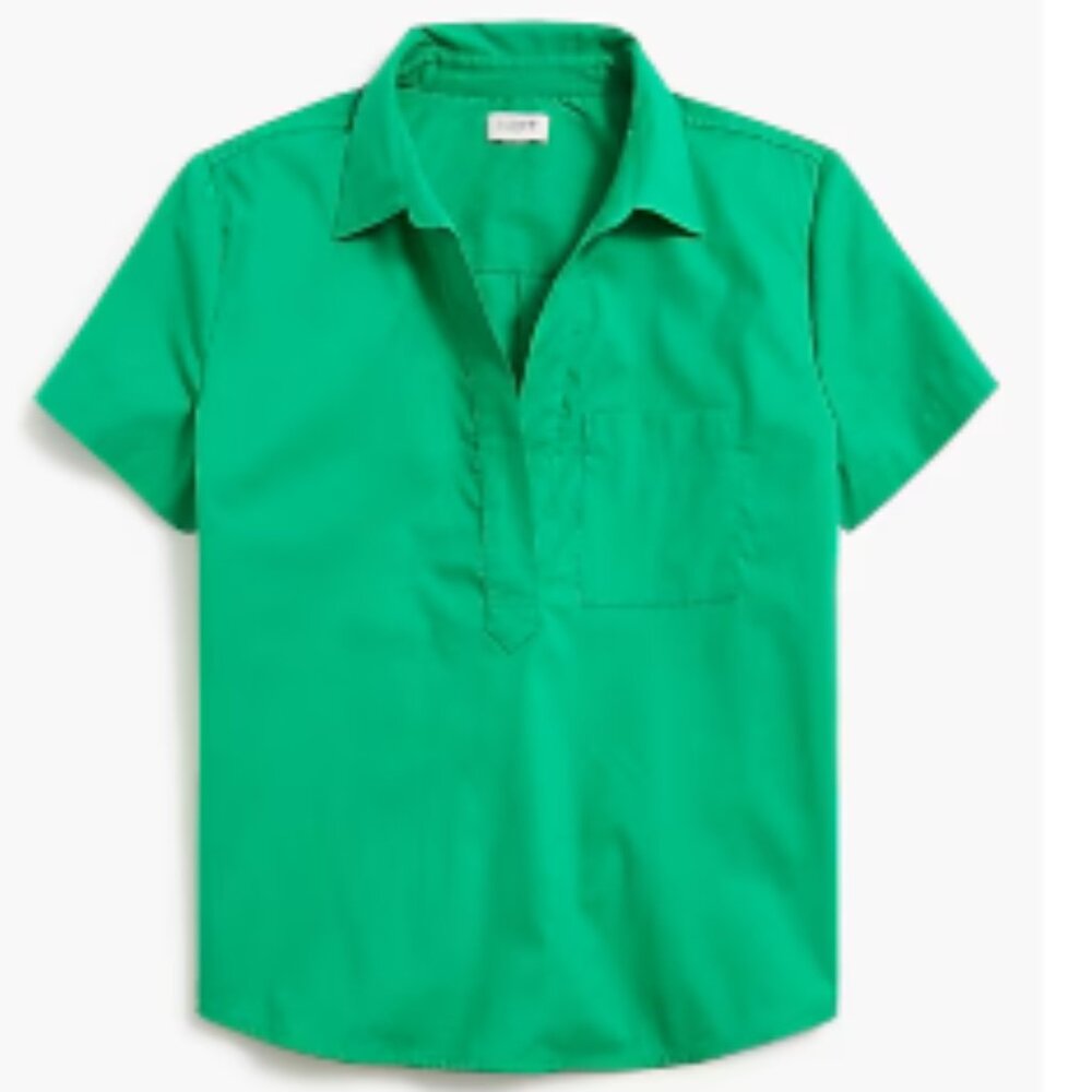 Jcrew Short-sleeve poplin popover top in kelly green